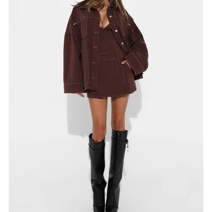 BY.DYLN Avant Jacket XS Avant Mini Skirt XS 
brand new with tags in CHOCOLATE